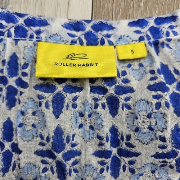 Roller Rabbit Lilian Lucy Top Size Womwn's Small Blue White Blouse - Picture 3 of 12